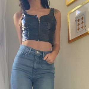 leather zipup bustier